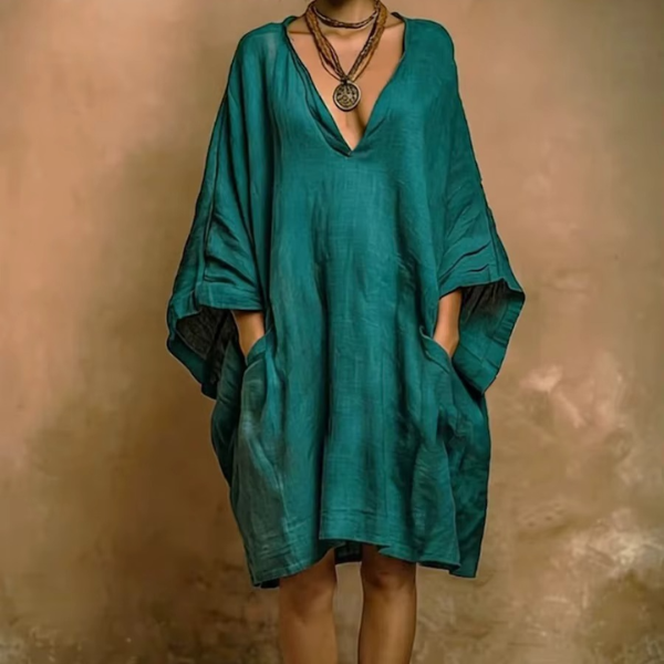 Lässiges Leinen-Baumwoll Kleid