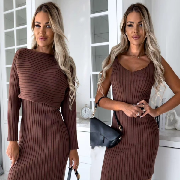 Stilvolles zweiteiliges Set (Kleid und Pullover)