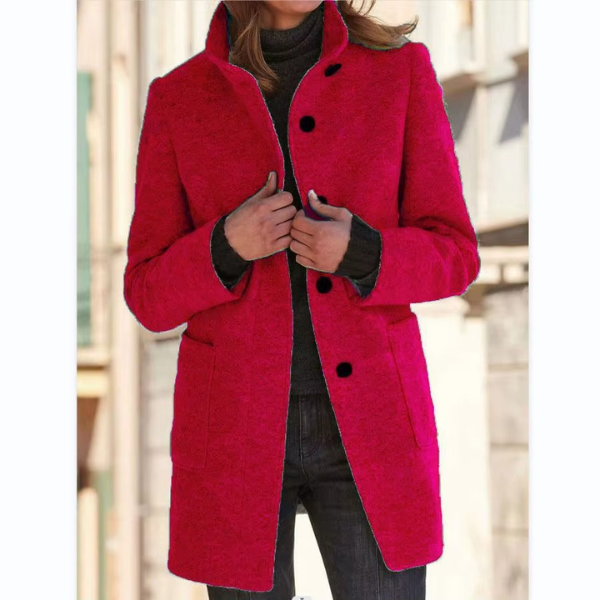 Retro-Windjacke für Damen mit Knöpfen und Stehkragen