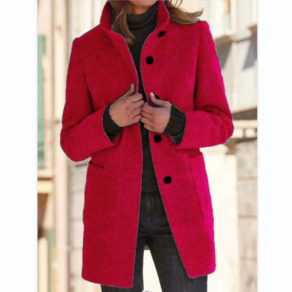 Retro-Windjacke für Damen mit Knöpfen und Stehkragen