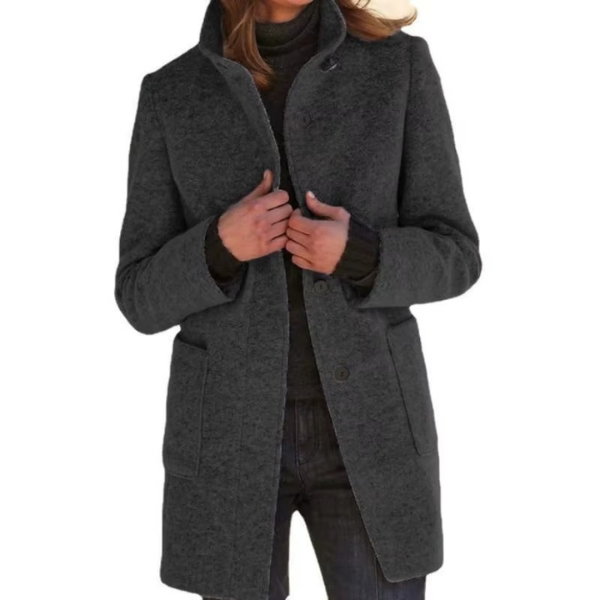 Retro-Windjacke für Damen mit Knöpfen und Stehkragen