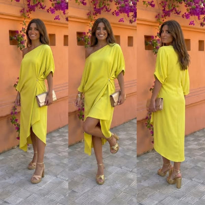 Drapiertes Asymmetrisches Kleid
