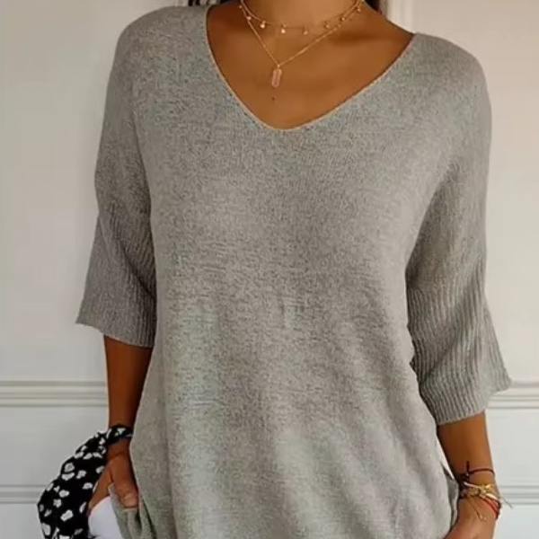 Lässiger, leichter V-Ausschnitt-Pullover