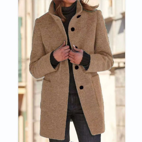Retro-Windjacke für Damen mit Knöpfen und Stehkragen