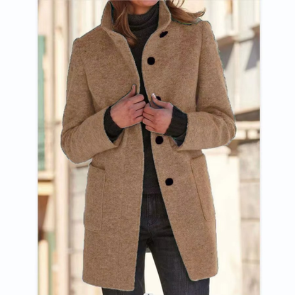 Retro-Windjacke für Damen mit Knöpfen und Stehkragen