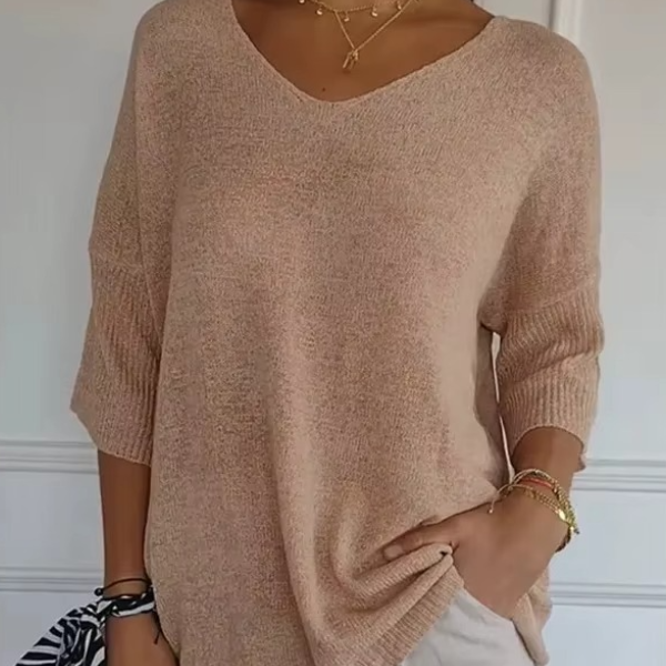 Lässiger, leichter V-Ausschnitt-Pullover