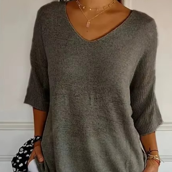 Lässiger, leichter V-Ausschnitt-Pullover