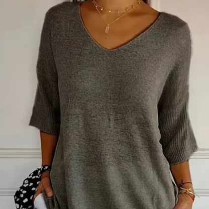 Lässiger, leichter V-Ausschnitt-Pullover