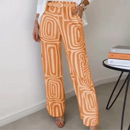 Elegantes bedrucktes zweiteiliges Sommer-Set mit weitem Bein