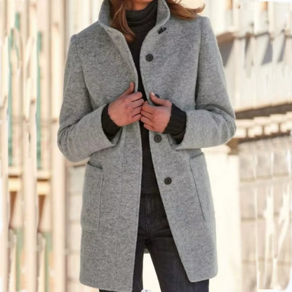 Retro-Windjacke für Damen mit Knöpfen und Stehkragen