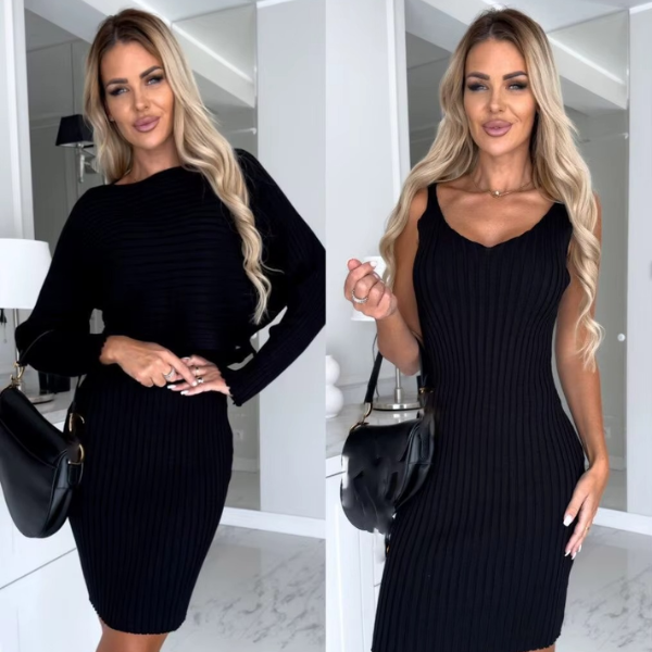 Stilvolles zweiteiliges Set (Kleid und Pullover)