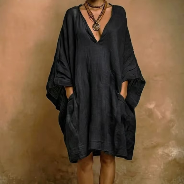 Lässiges Leinen-Baumwoll Kleid