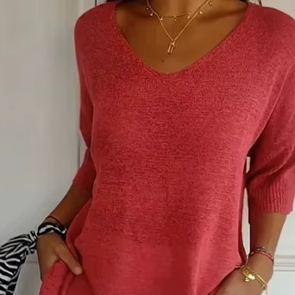 Lässiger, leichter V-Ausschnitt-Pullover