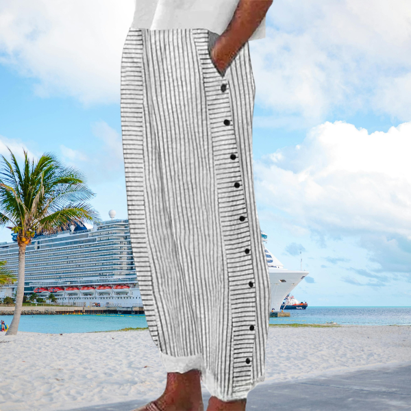 Bequeme, gestreifte Sommerhose mit lockerer Passform