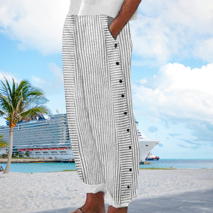 Bequeme, gestreifte Sommerhose mit lockerer Passform