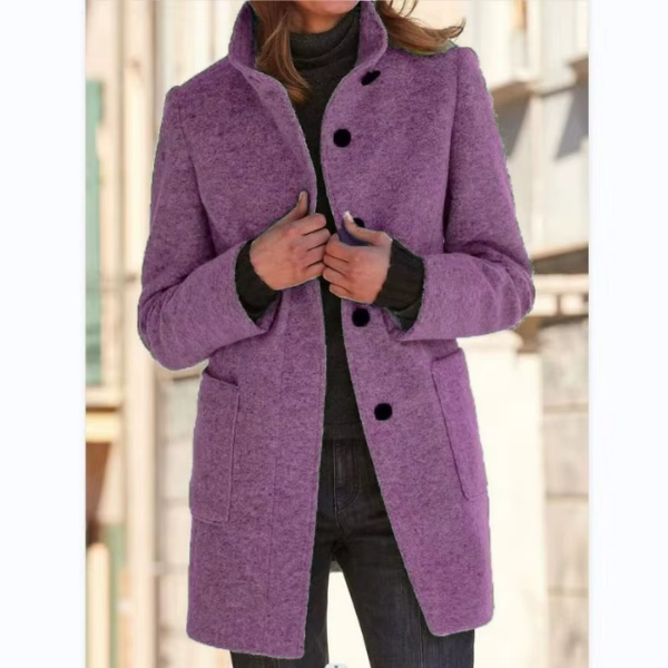 Retro-Windjacke für Damen mit Knöpfen und Stehkragen