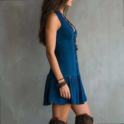 Boho-Minikleid mit Knopfleiste