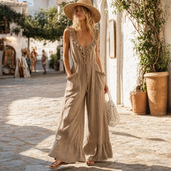 Jumpsuit mit Rüschen