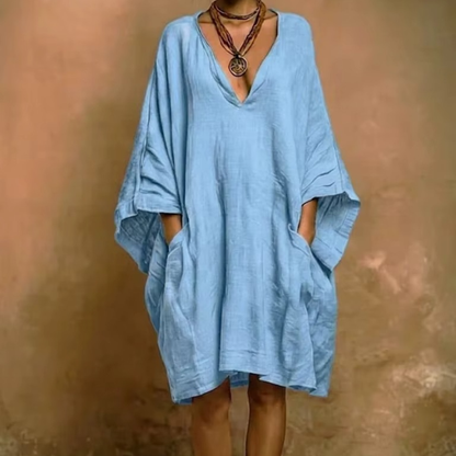 Lässiges Leinen-Baumwoll Kleid