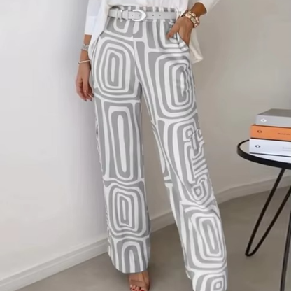 Elegantes bedrucktes zweiteiliges Sommer-Set mit weitem Bein