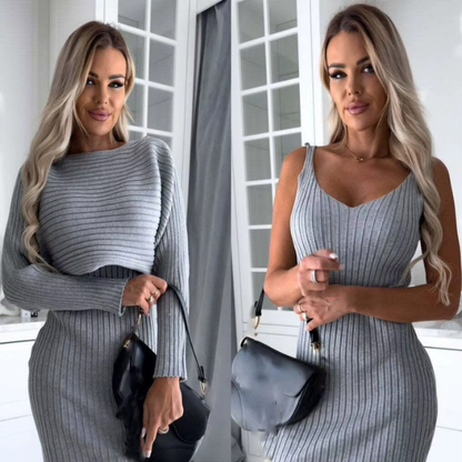 Stilvolles zweiteiliges Set (Kleid und Pullover)
