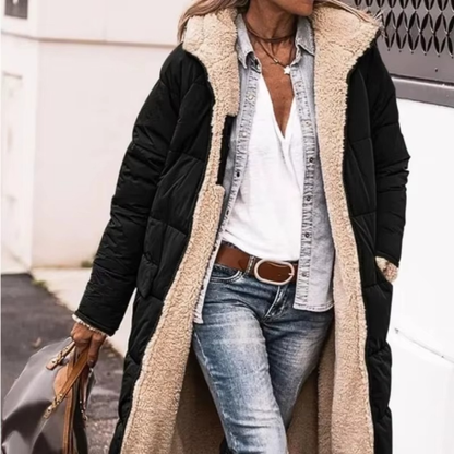 Warme Fleece-Steppjacke mit Kapuze