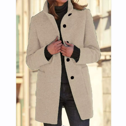 Retro-Windjacke für Damen mit Knöpfen und Stehkragen