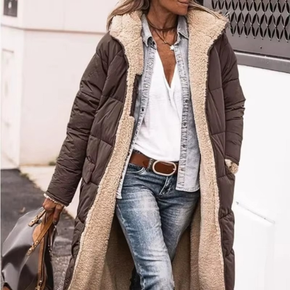 Warme Fleece-Steppjacke mit Kapuze