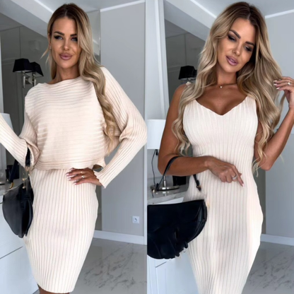 Stilvolles zweiteiliges Set (Kleid und Pullover)