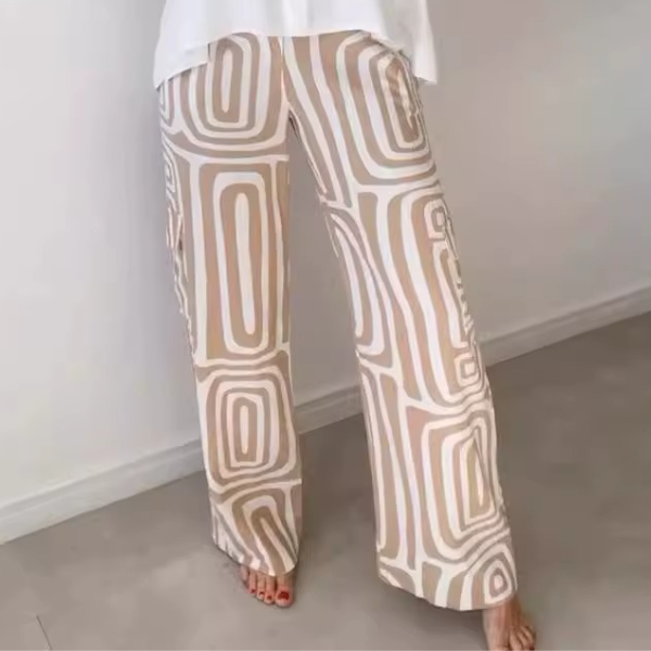 Elegantes bedrucktes zweiteiliges Sommer-Set mit weitem Bein