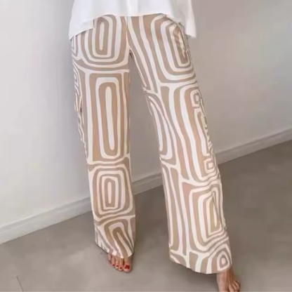 Elegantes bedrucktes zweiteiliges Sommer-Set mit weitem Bein
