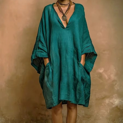 Lässiges Leinen-Baumwoll Kleid