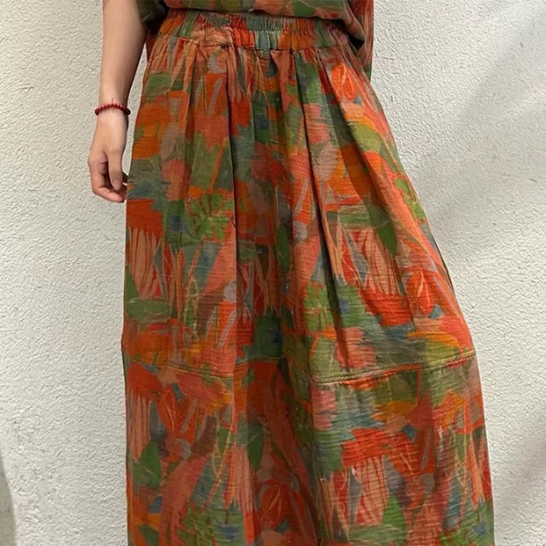 Eleganter Rock mit Blumenmuster und Taschen