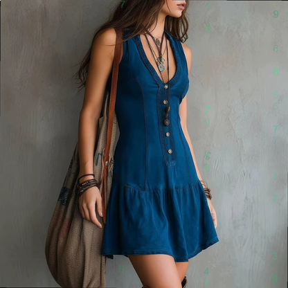 Boho-Minikleid mit Knopfleiste