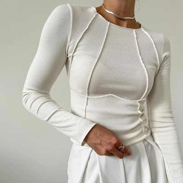 Basic Langarmshirt mit Paspelierung