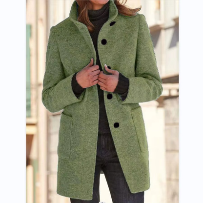 Retro-Windjacke für Damen mit Knöpfen und Stehkragen