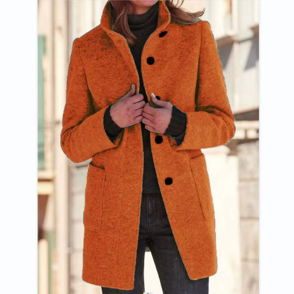 Retro-Windjacke für Damen mit Knöpfen und Stehkragen