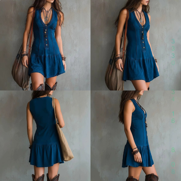 Boho-Minikleid mit Knopfleiste