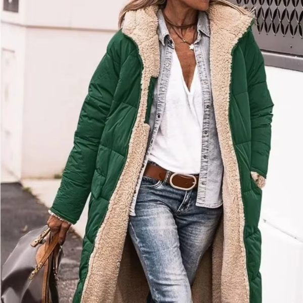 Warme Fleece-Steppjacke mit Kapuze
