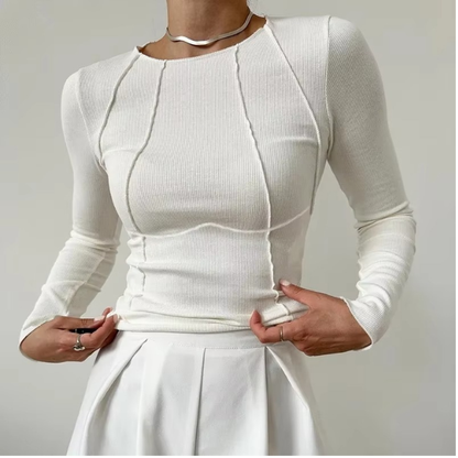 Basic Langarmshirt mit Paspelierung