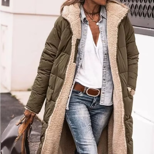 Warme Fleece-Steppjacke mit Kapuze