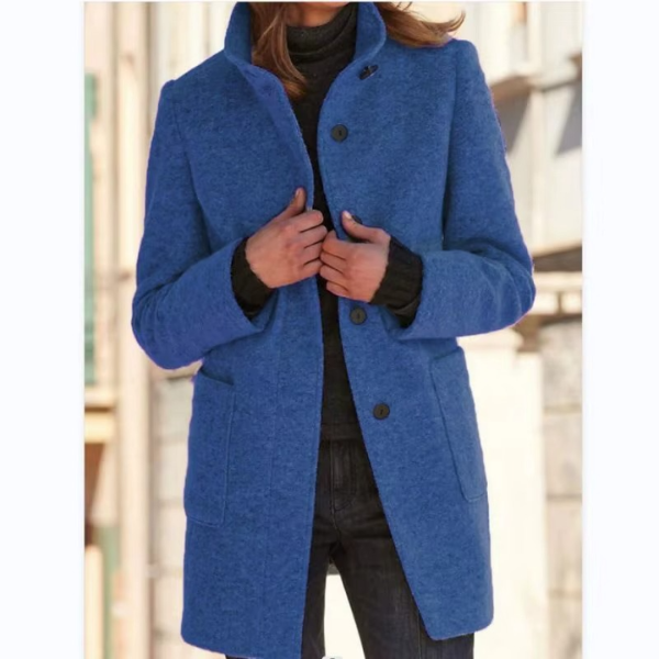 Retro-Windjacke für Damen mit Knöpfen und Stehkragen