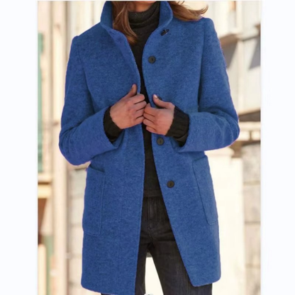 Retro-Windjacke für Damen mit Knöpfen und Stehkragen