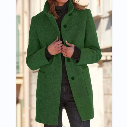 Retro-Windjacke für Damen mit Knöpfen und Stehkragen