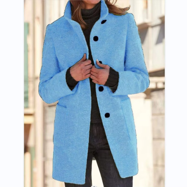 Retro-Windjacke für Damen mit Knöpfen und Stehkragen