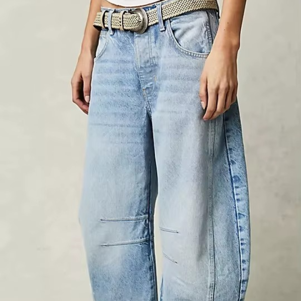Baumwoll-Denim Lange Jeans