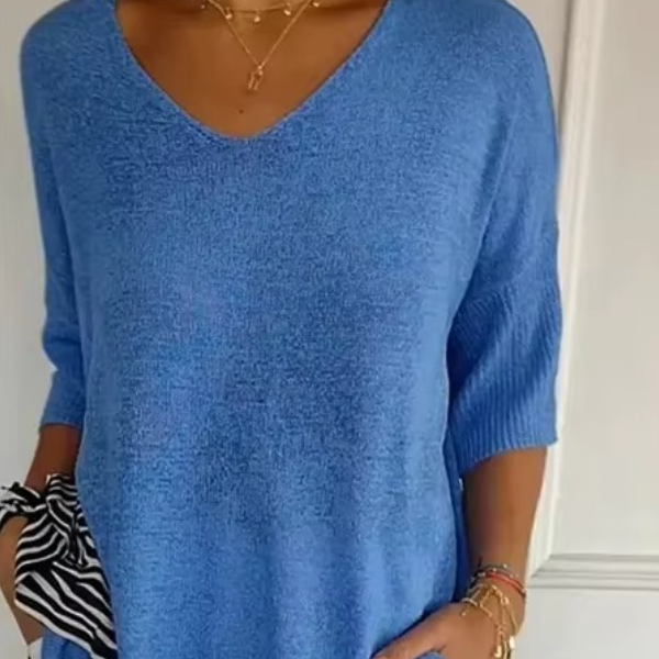 Lässiger, leichter V-Ausschnitt-Pullover