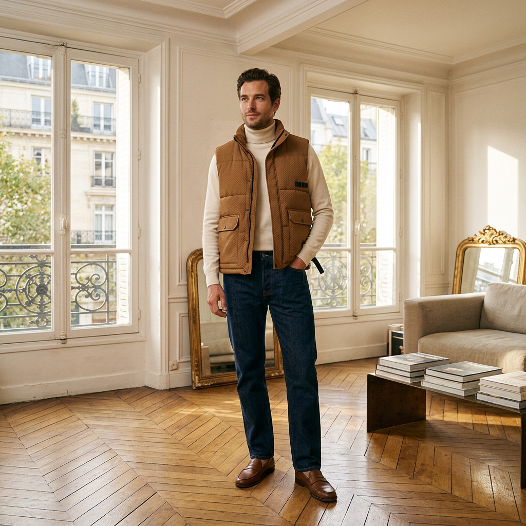 Herren Herbst Weste mit Stehkragen