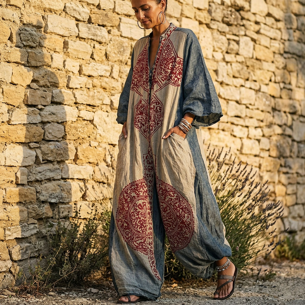 Jumpsuit mit V Ausschnitt