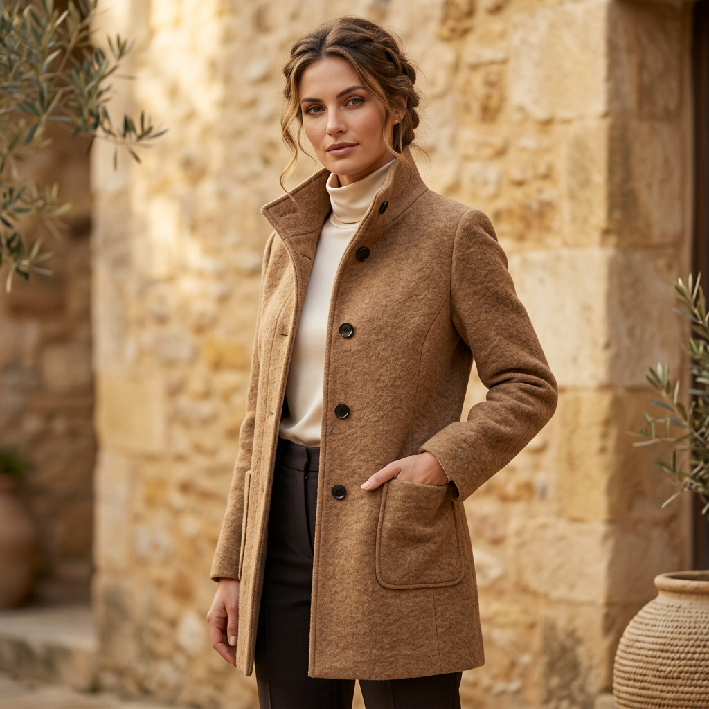 Retro-Windjacke für Damen mit Knöpfen und Stehkragen